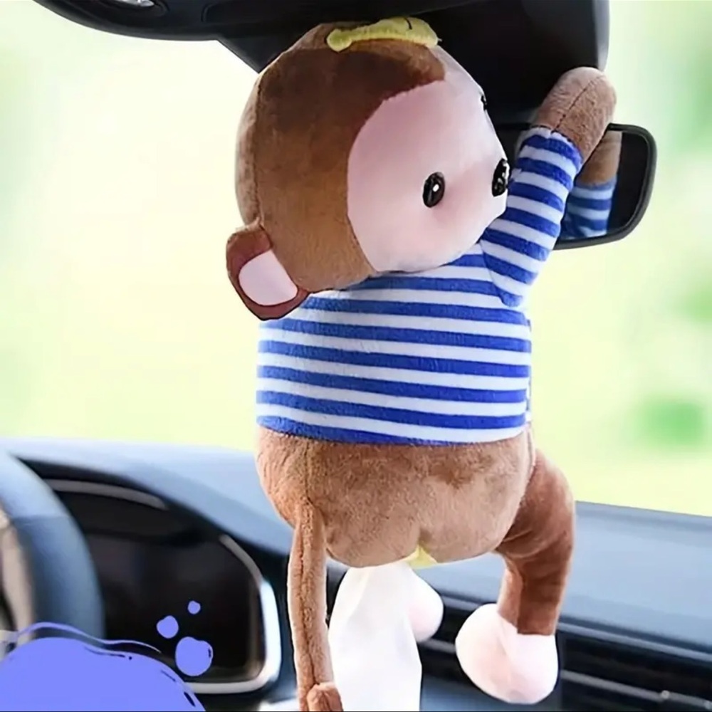 1pc Adorable Monkey Design Plush Tissue Holder, New